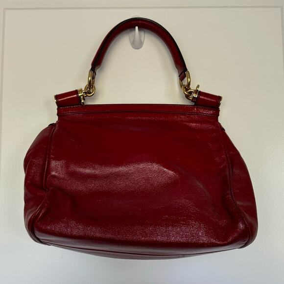 Dolce and Gabbana Miss Sicily Top Handle Bag Red Patent Leather - Picture 16 of 16